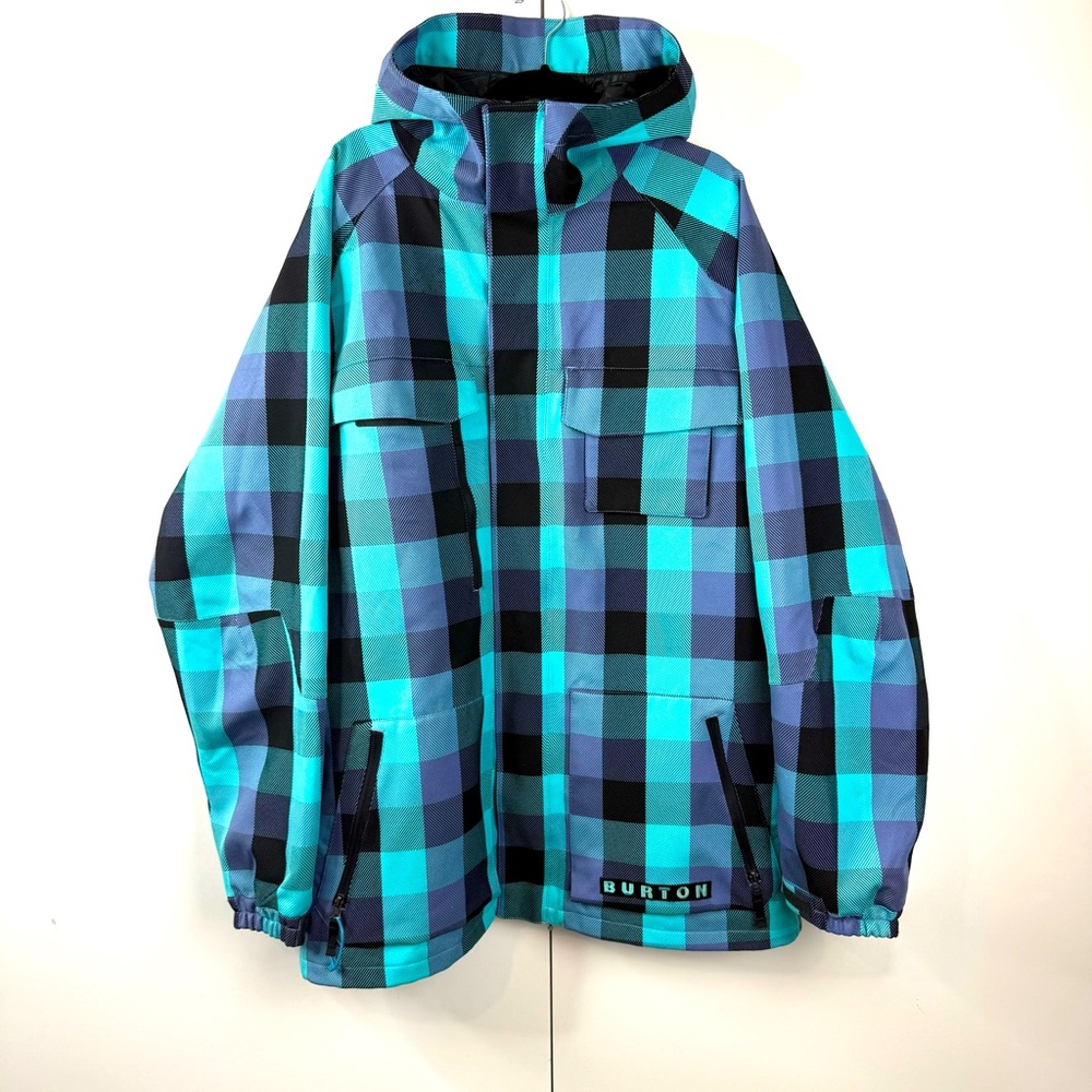 Burton Dryride Blue Black Purple Plaid Checkered Snowboarding Ski Snow XL Jacket